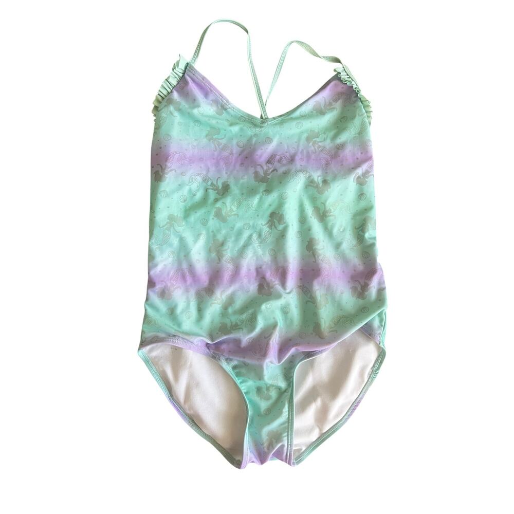 Girls Tween  One Piece Teal & Purple Mermaid Bathing Suit Size 12